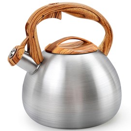 GGC Tea Kettle for Stove Top, 3.1QT/3L Whistling Tea Kettles for Boiling Water Coffee or Milk, Stainless Steel kettle Pot with Wood Parttern Handle for Home and Kitchen