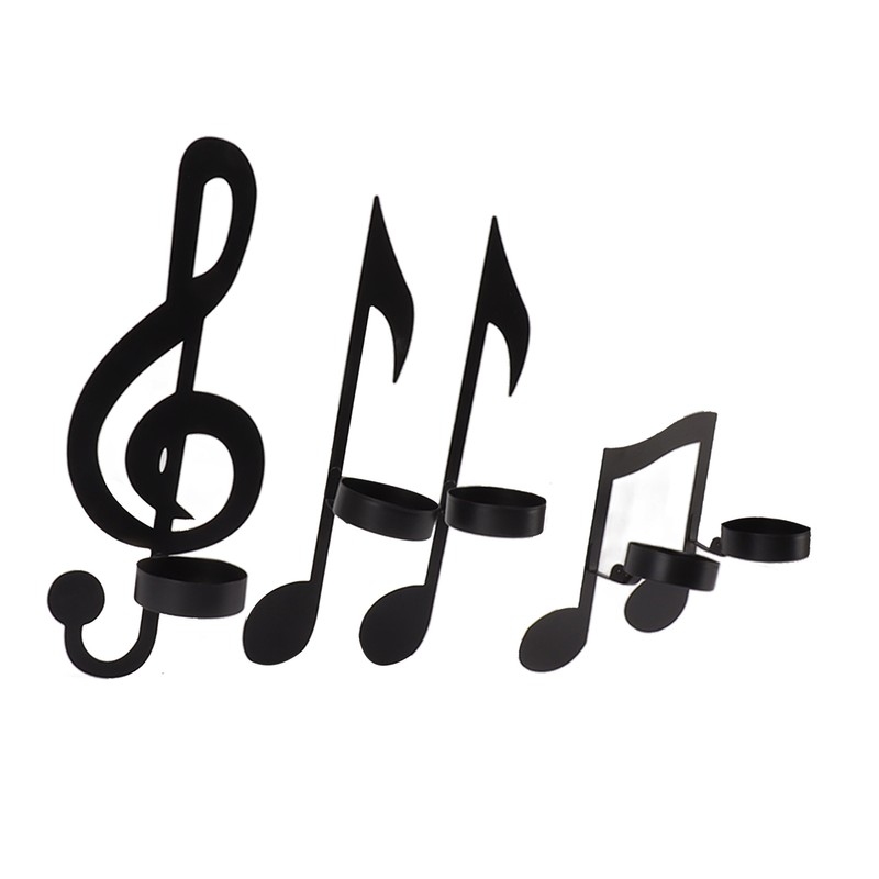4Pcs Unique Iron Black Music Note Wall Sconce Candle Holder