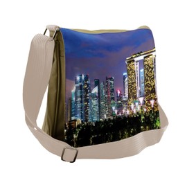 Ambesonne Travel Messenger Bag, Singapore City, Unisex Cross-body