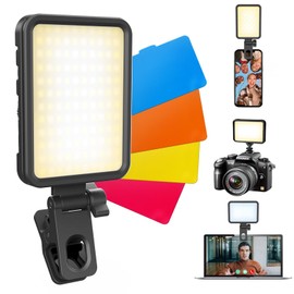 ataraxia Photography Light, Selfie Light, Video Light, LED Light, 3000K to 10000K Color Temperature Adjustable, 5 Levels of Brightness, 4 Color Filters, Camera Application, Clip Included, Eye