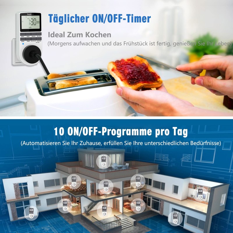 Digital Timer Socket, Besvic 3680 W Timer Socket with 10