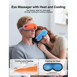 Eye Massager with Heat and Cooling, Birthday Gifts for Women Men Father Mother, Heated Eye Mask for Migraines