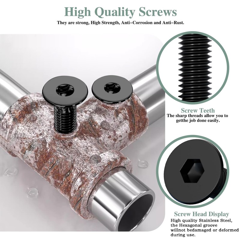 GOHODOMINO M6×16mm Flat Head Socket Cap Screws, Nuts, Flat Washers,