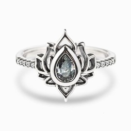 Lotus Ring for Women Lotus Flower Rings Silver Cubic Zircon Lotus Rings Inspirational Rings Non Tarnish Jewelry Gifts for Women Sisters Teen Girls
