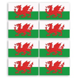 8 x 1.5cm Welsh Flag Vinyl Stickers - Wales Dragon Flags Travel Bike Helmet Sticker #34264