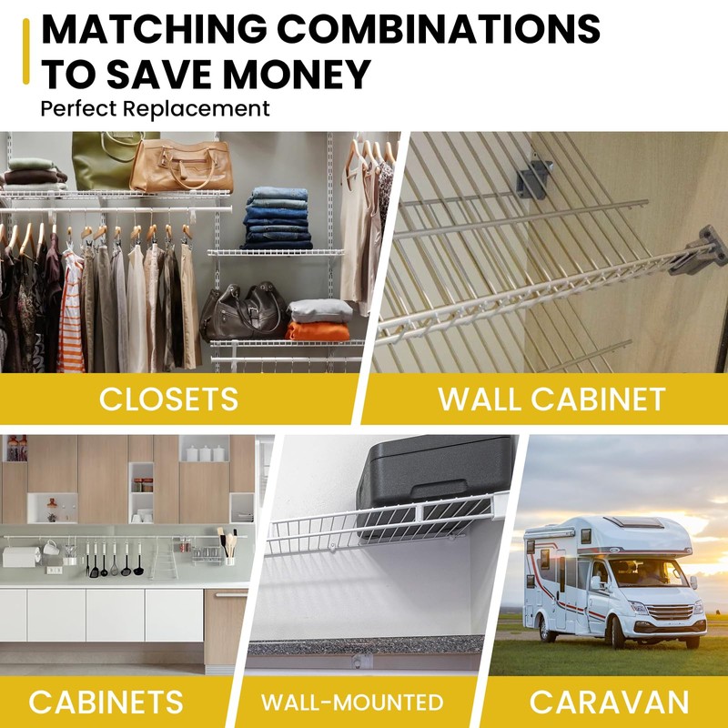 UBANU Hanging Closet Rod Support Kit, Include 4Pcs 3/4 J-Shaped