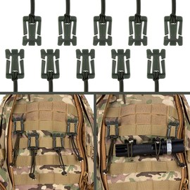IronSeals 10 Pack Square Shape Tactical Gear Clip Molle Web Dominators for Outdoor Hydration Tube Backpack Straps Management