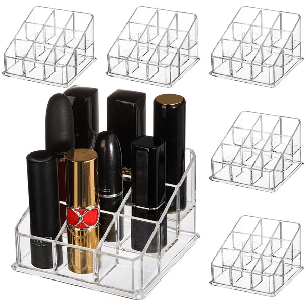 Foraineam 6 Pack Lipstick Holder Organizer, 9 Spaces Clear Lip