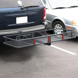 ARKSEN 60 x 25 Inch Folding Cargo Rack Carrier with Waterproof Cargo Bag 500 Lbs Heavy Duty Capacity 2 Inch Receiver Luggage Basket Hitch Fold Up for SUV Pickup Camping Traveling