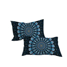 Koongso Boho Mandala Peacock Pillow Cases 2 Pieces Floral Paisley Pattern Printed Pillowcases Indian Hippie Themed Square Bedclothes