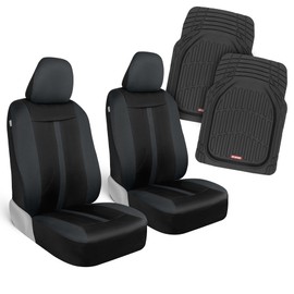 Motor Trend (2) Car Seat Covers for Front Seats with (2) Trimmable Car Floor Mats – Universal Fit Auto Accessories for Cars, Trucks, SUVs, Vans – Interior Protection and Vehicle Interior Shield Combo