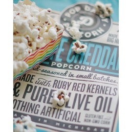 Pop Daddy Flavored Popcorn Gourmet | White Cheddar Flavor | Hand Seasoned Ruby Red Kernels Gluten Free Popcorn Snacks | 6oz Individual Bags | 3 Pack