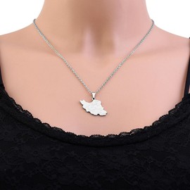 KummerSaprk Iran Necklace Iran Map Charm Necklaces Dainty Gold Necklaces for Women Silver Jewelry Gifts for Women