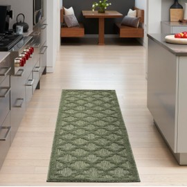 Nourison Easy Care Green 2' x 6' Area Rug - Easy Clean, Non Shedding, Bed Room, Living Room, Dining Room, Kitchen (6' Runner)