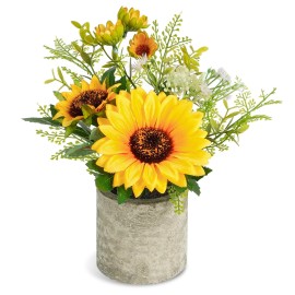 Cocoboo Sunflower Artificial Flowers Pot, Sunflower Decor, Yellow Fake Flower in Pots, f