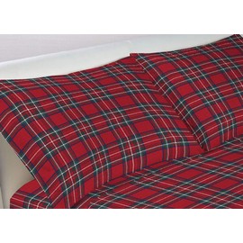 Bianca Web Soft Flannel Cushion Covers with Side Buttons 52 x 82 cm Scottish Kilt Red