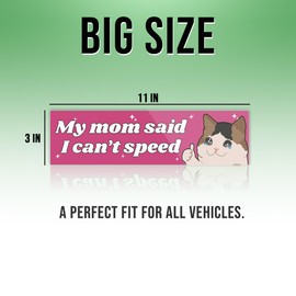 My Mom Said I Can't Speed Pink Sticker, Funny Bumper Sticker for Car Truck, Waterproof UV-Resistant Sticker Size 11x3in