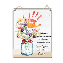 DIY Flower Handprint Craft Art Teacher Gift, Flowers Hand Print Crafts for PreK, Preschool, Kindergarten, Thank You End of Year Gifts, The Flowers That Bloom Tomorrow are The Seeds You Planted Today