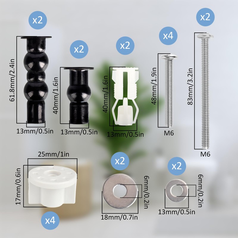Universal Stainless Steel Toilet Seat Hinge Bolt Screws 18 Pack