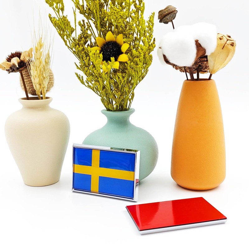 Perdecor Sweden Flag Sticker Emblem Swedish Decal Car Chrome Flags,
