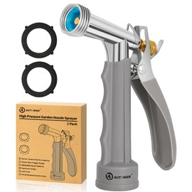 AUTOMAN Full Size Garden Hose Nozzle, High Pressure Pistol Grip Water Nozzle Sprayer with Threaded Front, Adjustable Spray Water Flow for Washing Car, Cleaning Ground, Watering Plants, Showering Pets