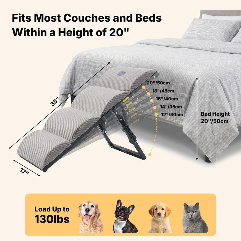 Veehoo Dog Ramp for Bed Couch Small Large Dogs, Foldable