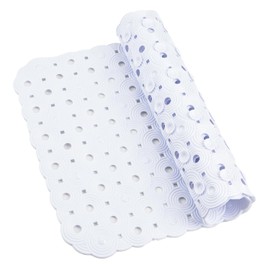 Trio Home Non-Slip Bathtub mat, 27" x 15" Shower Mat with Suction Cups and Water Drain Holes, BPA, Latex, Phthalate Free (White)