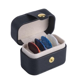 WTYONZEL Leather Guitar Pick Holder with 10 Celluloid Picks in 4 Thicknesses, Mini Jewelry OrganizersIdeal Guitar Accessories Gifts for Acoustic, Electric, Bass Guitar Players and More(Black)