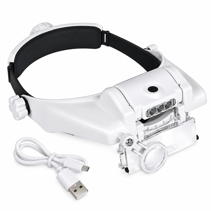 USB Rechargeable LED Head Magnifier for Watch Repair – Hands-Free