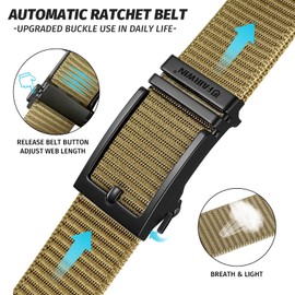 FAIRWIN Golf Belt 2 Pack Ratchet Belt for Men Adjustable Canvas EDC Belts Work Casual Belt Men’s Tactical Hiking Belt Travel