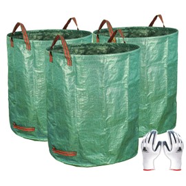 Gardzen 3-Pack 72 Gallon Yard Waste Bags, Reusable Heavy Duty Collapsible Garden Leaf Bags with Plastic Ring, Stand-Up Yard Waste Bin for Leaves, Lawn Debris & Grass Clippings