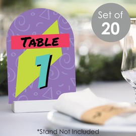 Big Dot of Happiness 90’s Throwback - 1990s Party Double-Sided 5 x 7 inches Cards - Table Numbers - 1-20