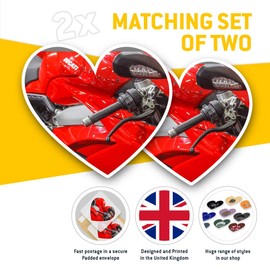 2 x Heart Stickers 15 cm - Red Sports Bike Motorbike Biker Fun Decals for Laptops,Tablets,Luggage,Scrap Booking,Fridges, 12332