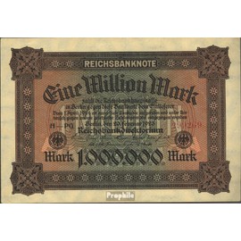Banknote German Empire Rosenbg: 85a, watermark Hakensterne, Brown Firmenzeichen used (III) 1923 1 million. Mark (money for collectors - no means of payment)