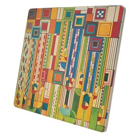 Frank Lloyd Wright's Saguaro Forms Design on 8" Square Stone Trivet Manufactured in The USA Heat Tolerant Easily Wipes Clean