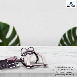 XALORA Genuine Leather Car Keychain – Premium Key Fob Holder for Men & Women, Universal Leather Key Chain with Heavy-Duty with Anti-Lost D-Ring – MM0104 (Black)