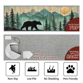 Yoozitrees Cabin Rug Washable, Cabin Runner Rug, 2x8ft, Bear Rustic Nature Landscape Lodge Runner Rugs, Farmhouse Country Animal Easy Clean Washable Runners Carpet - Cabin Home Decor