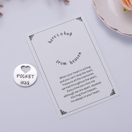 Ralukiia Pocket Hug from Heaven, Metal Engraved Token, Memorial Gift for Loss of Mom Dad Son Daughter Husband Wife Grandpa Grandma Brother Sister, Sympathy Condolence Gifts, Silver