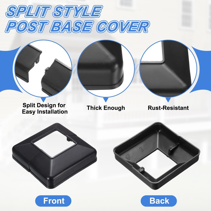 uxcell 4Pcs Post Base Cover, 4.25"x4" (Internal Size 2"x2") PVC