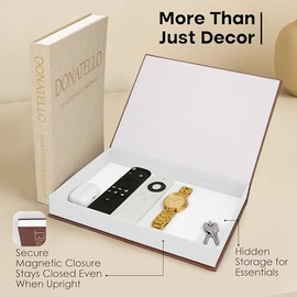 Libros decorativos para decoración del hogar - Juego de 2 libros falsos para decoración con cierre magnético seguro para almacenamiento de fotos y como caja de recuerdos, decoración para mesa de café