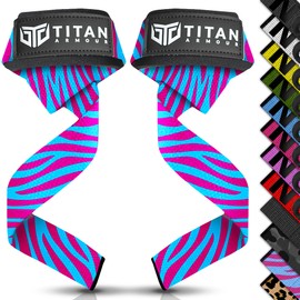 Titan Armour® Weight Lifting Straps | Extra-Long Neoprene Padded Heavy-Duty Weightlifting Straps | Deadlifts | Anti-Slip Gel Option | Gym Accessories Men & Women (Zebra (No Gel))