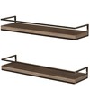 Meangood Floating Shelves Wall Mounted Set of 2, Rustic Wood