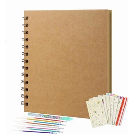 DIY Scrapbook Photo Albums 40 Pages/20 Sheets, 18 X 18 cm Hardcover Kraft Paper Scrap Book, Thick Memory Book with Beautiful Sticker and Highlighters, for Family Birthday Anniversary Wedding Gifts
