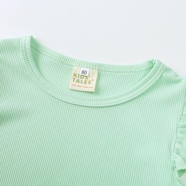 VilyR Toddler Baby Girl Summer Clothes Ruffle Ribbed Knit Sleevesless Tank Tops + Shorts Cute Outfits Set,100cm Green
