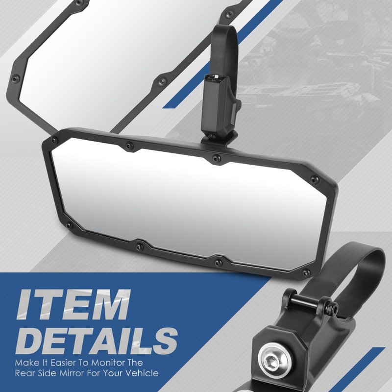 Auto Dynasty UTV Rear View Mirrors White Glass Rear View