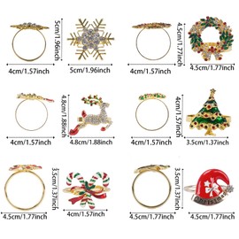 KINDPMA Pack of 6 Christmas Napkin Rings Napkin Holder for Christmas, 6 Shapes for Christmas, Table Decoration, Napkin Rings for Thanksgiving, New Year, Christmas, Table Decoration