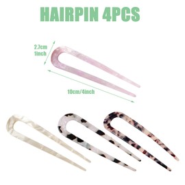 BDSHUNBF 4 Pieces U Shaped Hair Pin, Prong Updo Chignon Pin, Hair Fork, French Hair Pins, French Pins, Fork Sticks, for Women Girls Hairstyle Accessories