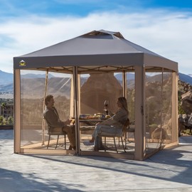 CROWN SHADES Gazebo Mosquito Net for 10 x 10 Pop Up Canopy - Patio Gazebo Mesh Sidewall with Zipper for Outdoor Tent, Garden and Backyard (4 Packs, Blue