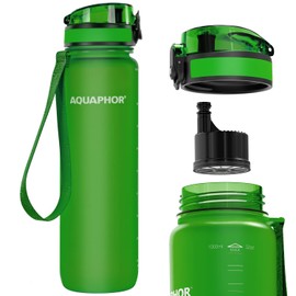 Nakii Filtered Water Bottle, Leakproof, BPA-Free, Motivational Markings, Travel, Everyday Use. 40-Gallon Filter, Replaces 300 Plastic Water Bottles. Includes 1 Filter, 22 FL Oz, Green by Aquaphor