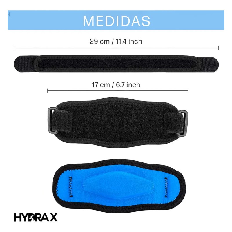 Codera Ajustable Deportiva Compresión Antebrazo Negro Azul